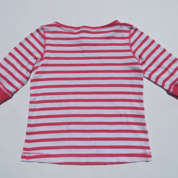 L.L. Bean Top Girls 6-7 Shirt 3/4 Sleeve Kids t-shirt Pink Stripes Cotton llbean - Picture 8 of 9